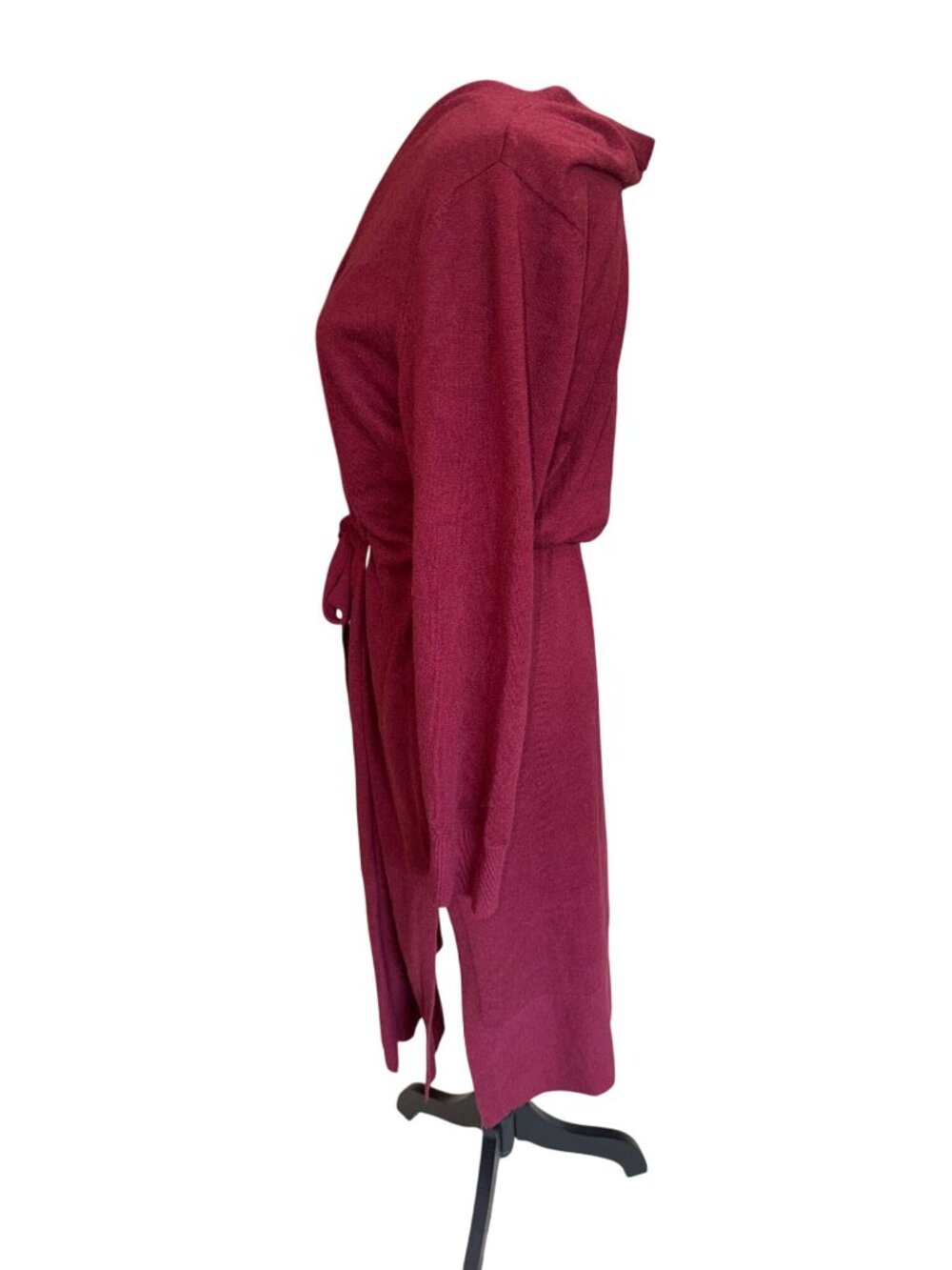 NWT Bold Elements Womens XL Burgundy Claret Long Cardigan Sweater Quiet Luxury - Picture 4 of 11